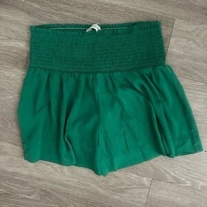 Green Smocked Waist Shorts